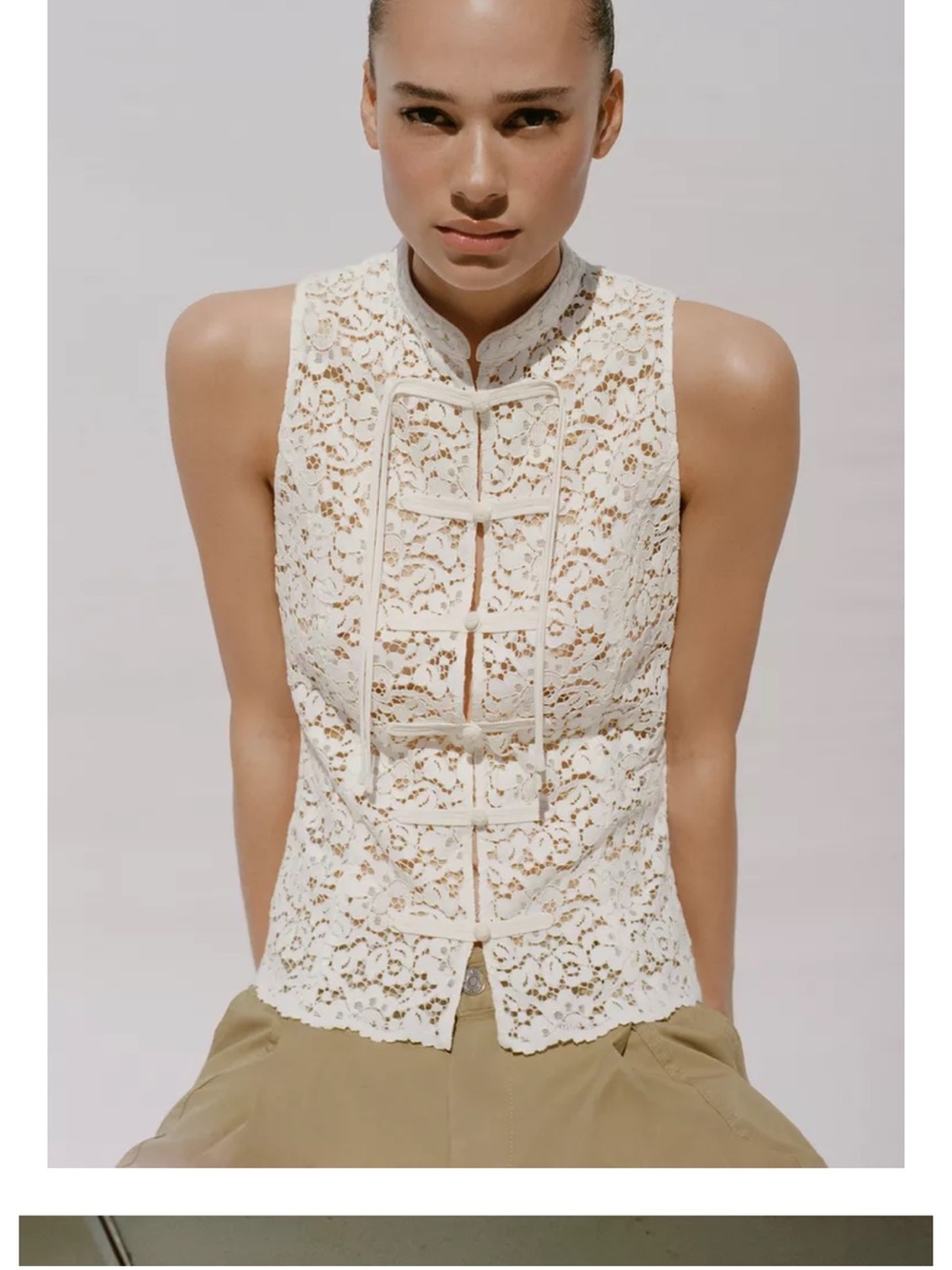 New with tags! Zara Lace Mandarin Collar Top